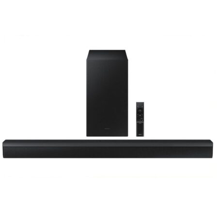 Barre de son samsung hw-b450 2.1 avec caisson de basses sans fil et puissance 300W pour une expérience audio immersive à domicile