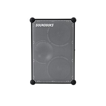 Enceinte d’extérieur soundboks sb4 gris avec design robuste et batterie intégrée offrant un son ultra puissant pour festivals et événements en plein air.
