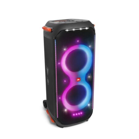 Image de l’enceinte highpower lumineuse jbl partybox 710 noir avec éclairage LED intégré et design robuste pour soirées avec son puissant et immersif.