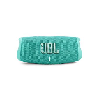 Enceinte JBL Charge 5 Bluetooth étanche avec powerbank. Design robuste et son puissant, idéale pour les activités extérieures.