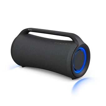 Enceinte portable sans fil sony bluetooth srs-xg500 noire posée en extérieur montrant son design robuste et puissant