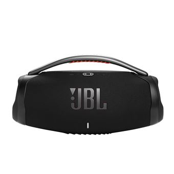 Image de l’enceinte bluetooth portable jbl boombox 3 puissante avec poignée intégrée et design robuste adaptée à une utilisation extérieure et intérieure.
