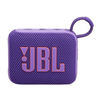 Enceinte bluetooth portable jbl go 4 violette compacte posée sur une surface avec design moderne et format facile à transporter