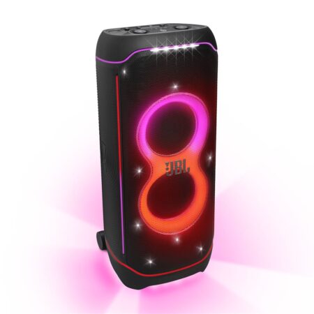Enceinte sono dj jbl partybox ultimate noir avec éclairage LED dynamique et son ultra puissant pour soirées, événements et usage professionnel DJ.
