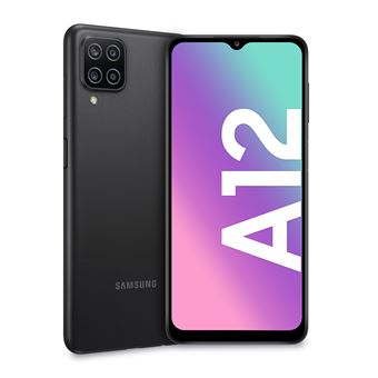 Image du Samsung Galaxy A12, un smartphone de 6,5 pouces avec un design moderne, équipé d'une caméra quadruple et d'une batterie 5000 mAh.