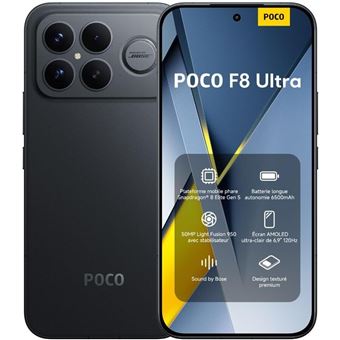 Xiaomi POCO F8 Ultra 16/512Go Noir version européenne - Vue avant du smartphone Description claire de l'image, mettant en avant le design et la taille de l'écran.
