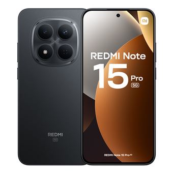 Image du Xiaomi Redmi Note 15 Pro, smartphone 6,83 pouces avec options de stockage 256 Go et 512 Go, disponible en Gris Titane, Bleu et Noir.
