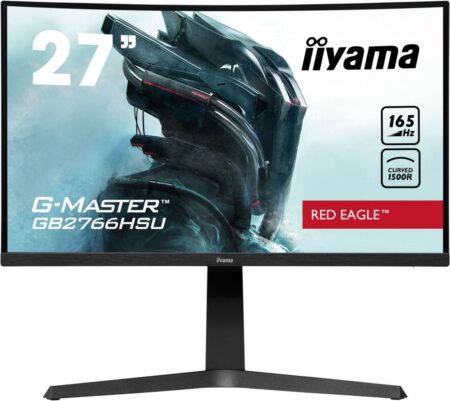Moniteur gaming noir Iiyama G-Master avec écran incurvé full hd haute performance.