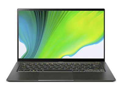 ordinateur portable acer swift 5 sf514 55t avec écran 14 pouces full hd ultra fin et design léger posé sur bureau moderne