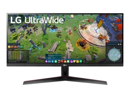 Moniteur panoramique noir LG 29WP60G-B de type écran pc ultrawide 29 pouces avec technologie HDR.