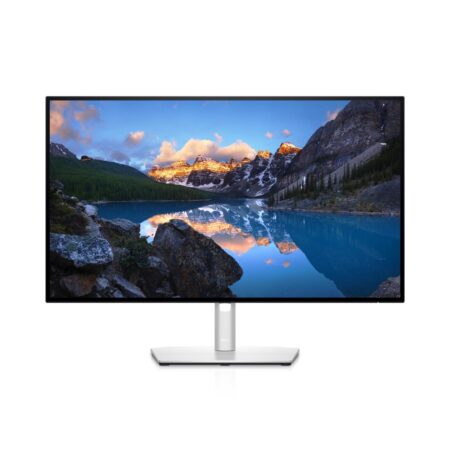 Écran de bureau argenté Dell UltraSharp U2722D de type moniteur qhd 27 pouces haute fidélité.