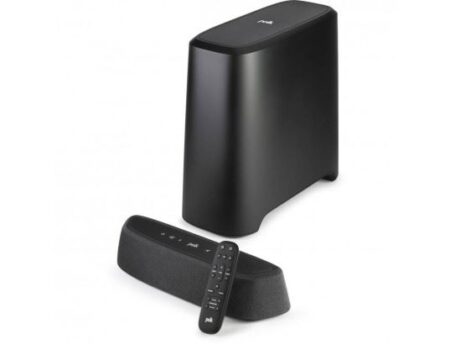Image de la barre de son polk magnifi mini ax avec caisson sans fil et technologie Dolby Atmos pour son immersif.