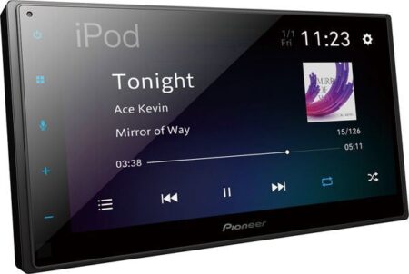 Image du kit multimédia pioneer sph-da360dab mains libres avec écran tactile et fonctionnalités Bluetooth et radio DAB pour voiture.