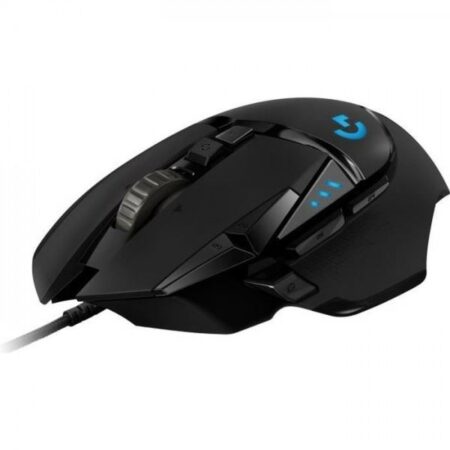 Souris gamer filaire logitech g502 hero noire avec éclairage personnalisable et boutons programmables pour gaming haute précision.