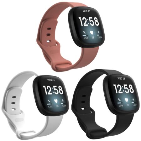 Le bracelet imoshion pr338 multicolore souple fixé sur une montre connectée Fitbit.