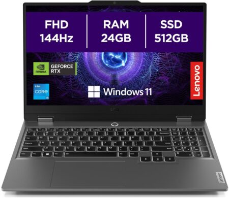 PC portable Lenovo LOQ 15IAX9 15,6" FHD 144 Hz avec Intel® Core™ i5 et 24 Go RAM, SSD 512 Go, idéal pour gaming et multitâche
