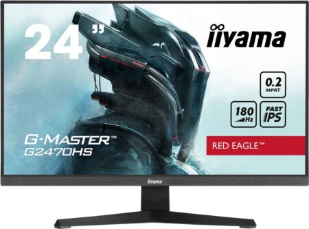 Écran gaming iiyama G-Master Red Eagle noir mat de 24 pouces avec socle stable et jeu fluide.