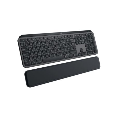 Clavier haut de gamme sans fil graphite clavier logitech mx keys s avec touches qwerty rétroéclairées.