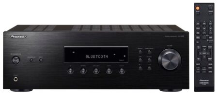 Image de l’amplificateur hi-fi pioneer sx-10ae noir avec design élégant et commandes frontales pour une écoute stéréo de qualité.