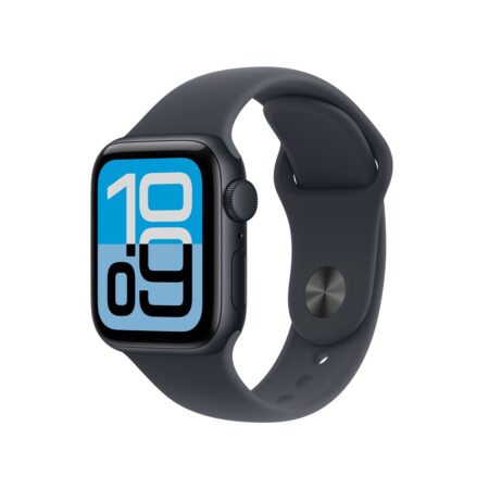 La montre intelligente apple watch se 3 gps 40mm minuit avec son boîtier sombre et son bracelet sport assorti.