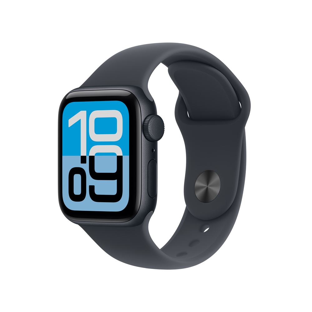 La montre intelligente apple watch se 3 gps 40mm minuit avec son boîtier sombre et son bracelet sport assorti.