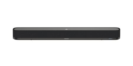 Image de la barre de son sennheiser ambeo soundbar mini noir avec son Dolby Atmos immersif et connectivité sans fil.