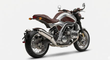 Moto midual type 1 2026 noire et aluminium avec finition premium sur fond clair.