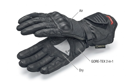 Gants hiver technique Held Air n Dry noirs pour moto touring avec membrane étanche et doublure thermique renforcée.