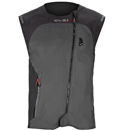 Gilet alpinestars tech-air 3 noir avec système airbag moto intelligent et protection électronique intégrée.