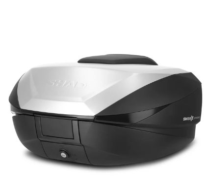 Valise moto extensible SHAD SH59X noire avec grande capacité de rangement et système sécurisé pour motard.
