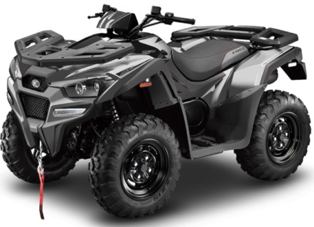 Vue latérale du kymco mxu 550i 2026 équipé pour le travail et les loisirs tout-terrain