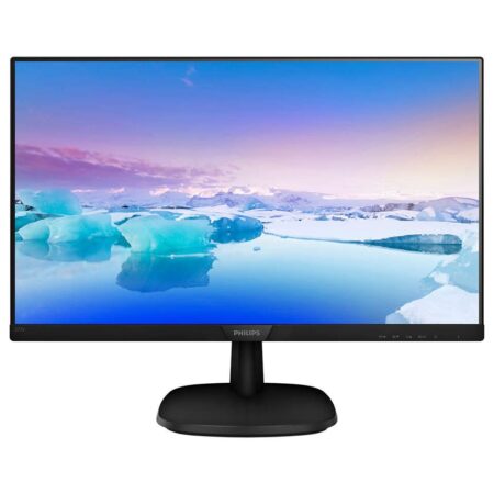 Moniteur noir texturé Philips V-line utilisant un écran pc full hd 27 pouces noir pour un affichage net.