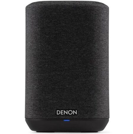 Enceinte sans fil denon home 150 noir compacte posée sur une table avec design moderne et format réduit