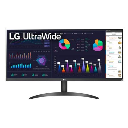 Moniteur ultra-large noir LG 34WQ500-B de type écran pc panoramique 34 pouces pour le multitâche.