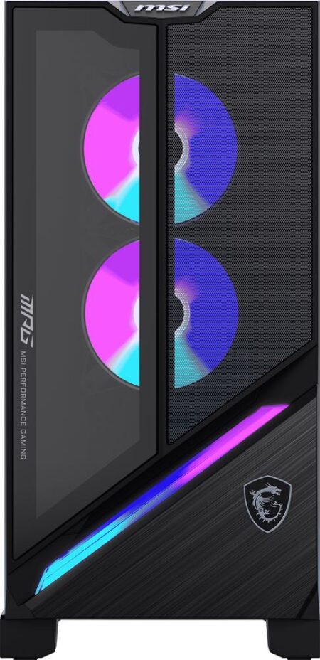 Tour fixe pc gaming msi MPG Infinite X3 AI avec éclairage RGB et technologie d'intelligence artificielle.