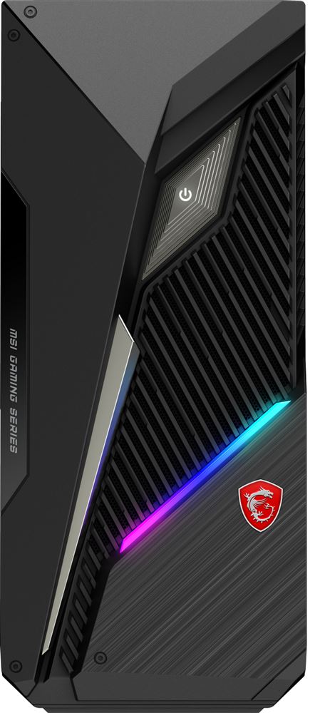 Tour fixe pc gaming msi Mag Infinite S3 noire avec éclairage LED RGB et flux d'air optimisé.