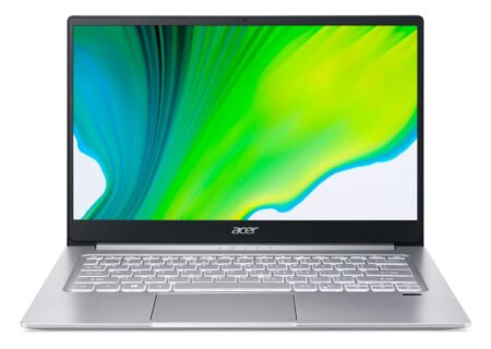 Image du acer swift 3 sf314-42-r8km avec écran 14 pouces, AMD Ryzen 7, 8 Go RAM et SSD 512 Go, design argent pur léger et portable.