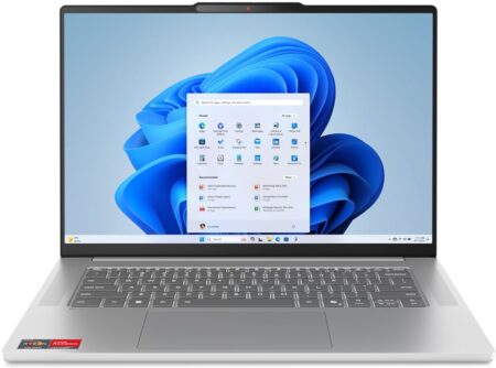 Pc portable lenovo ideapad slim 5 15 pouces ryzen 7 32 go montrant un ordinateur portable fin avec écran haute résolution 165 Hz adapté au travail et multitâche fluide