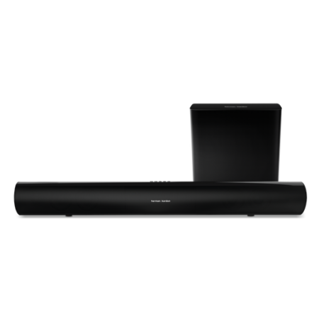Image de la barre de son harman kardon sb26 avec subwoofer sans fil et connexion Bluetooth pour home cinéma.