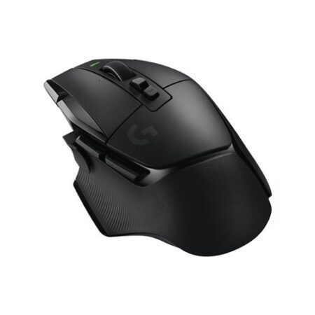Souris gamer sans fil noire nouvelle génération souris logitech g502 x lightspeed vue de profil.