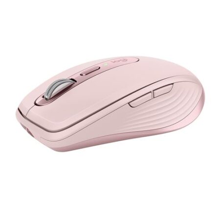 Souris compacte sans fil rose pâle souris logitech mx anywhere 3 rose vue de dessus.