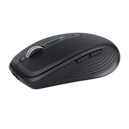Souris compacte grise souris logitech mx anywhere 3 avec molette de défilement métallique.