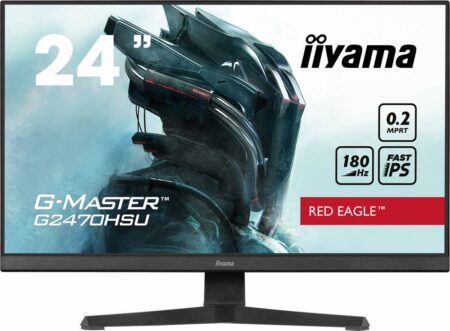 Écran gaming iiyama G-Master Red Eagle noir de 24 pouces avec socle en Y et image fluide.