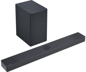 Image de la barre de son lg sc9s dolby atmos 3.1.3 noir installée sous une télévision avec système audio immersif et caisson de basses sans fil.
