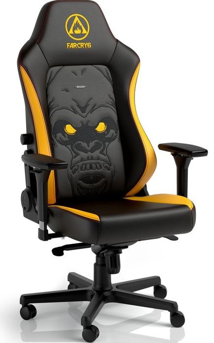 Un siège gamer noblechairs hero far cry au design exclusif installé dans une pièce de jeu moderne et lumineuse.