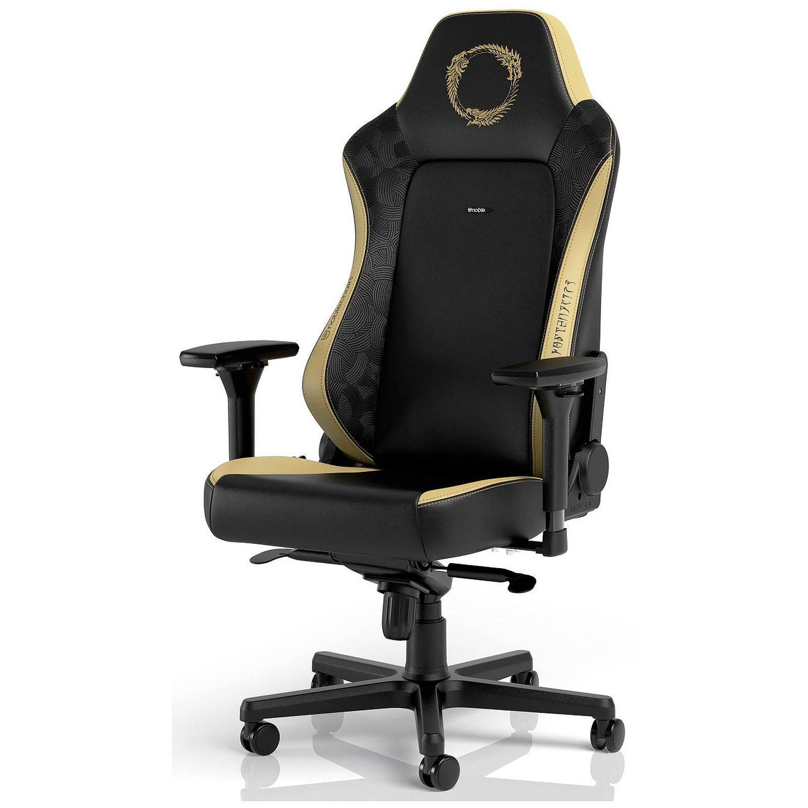 Un siège gamer noblechairs hero the elder scrolls online au design exclusif installé dans une pièce de jeu moderne.