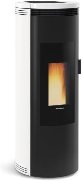 Poêle à granulés extraflame amika blanc 8 kw en fonte avec finition blanche moderne pour chauffage domestique performant et économique.