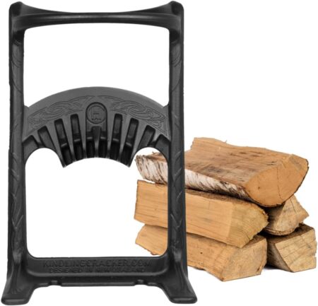Fendeur de bûche Kindling Cracker King XL en fonte recyclée pour bois de chauffage, outil manuel sécurisé pour cheminée et jardin.