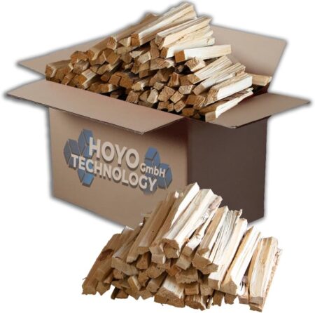 Sac de bois d’allumage Hoyo Technology Pino 31,5 kg en bâtons de pin naturel pour cheminée, barbecue, poêle et four à bois.