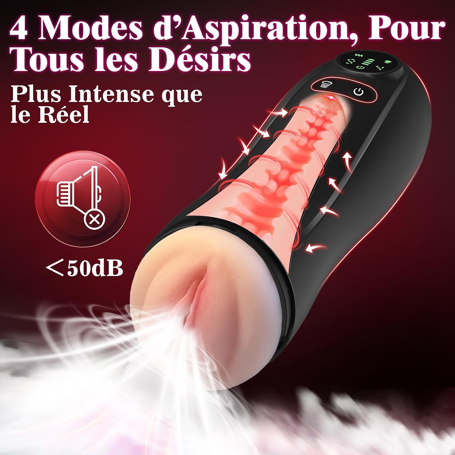 Masturbateur masculin LED 9 vibrations 4 succion – Image 2